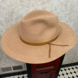 Patina Portland Leather Tan Wide-Brim Handmade Wool Hat